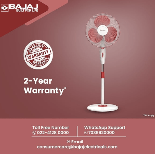 Bajaj Frore Neo 400 MM Oscillating Pedestal Fan for Home | Aerodynamically Balanced Blades| 100% CopperMotor| HighAir Delivery|3-Speed Control| Rust Free|2-Yr Warranty 【Red】