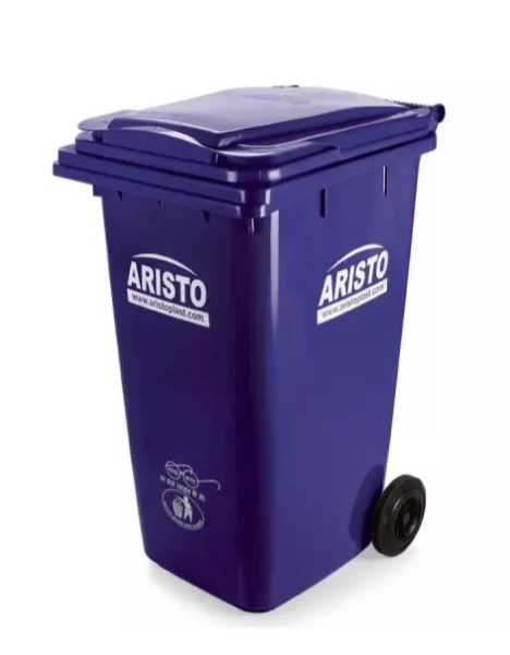 ARISTO Plastic Manual-Lift Garbage Waste Trash Bucket Dustbin with Wheels and Lid (120 L, Green