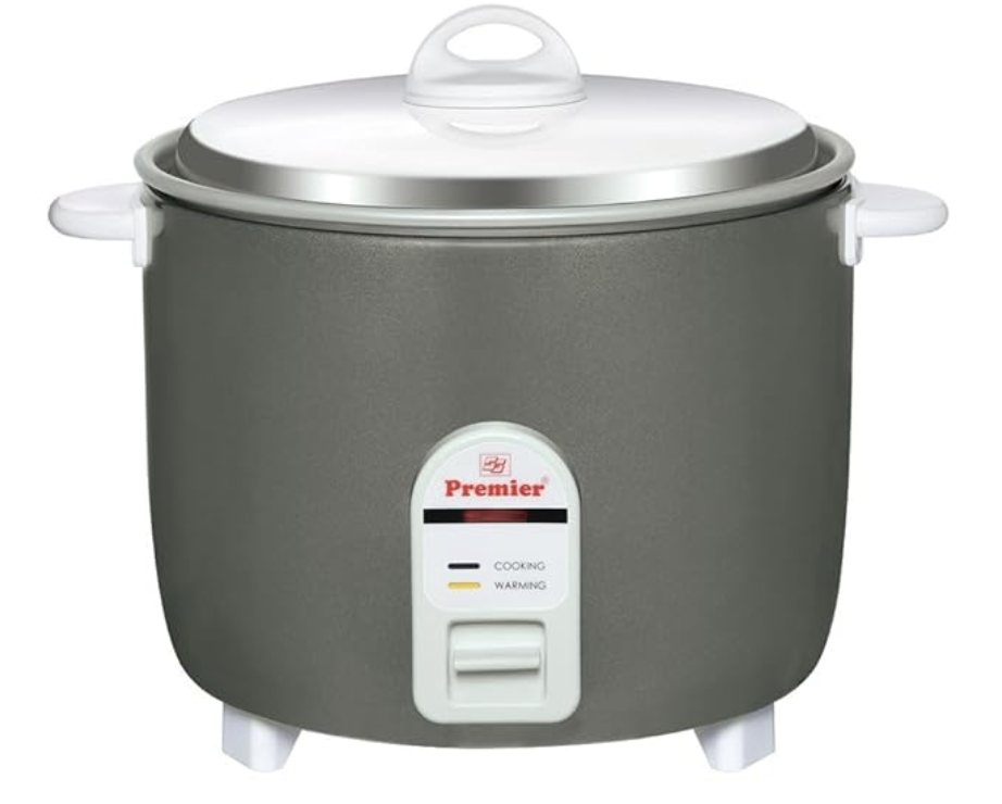 பிரீமியர் எலக்ட்ரிக் ரைஸ் குக்கர் - 1 லிட்டர் | அனோடைஸ் செய்யப்பட்ட அலுமினிய பான் | 500W | சமையல், வேகவைத்தல், சூப் தயாரித்தல் | கூல் டச் ஹேண்டில்ஸ் | காந்த பாதுகாப்பு சுவிட்ச் | 2 வருட தயாரிப்பு உத்தரவாதம் & 5 வருட ஹீட்டர் உத்தரவாதம்