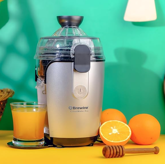 BREWINE CitrusMatic Pro – Fully Automatic Citrus Juicer | 50W Powerful Motor | One-Touch Electric Juicer for Oranges, Lemons & More | Easy to Clean & Compact Design