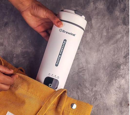 ब्रूइन प्लास्टिक पोर्टेबल केटल, 450 मिली, सफ़ेद, मल्टी-टेम्प-सेटिंग, ऑटो कट-ऑफ़, डिजिटल डिस्प्ले, टच बटन, वाइड वोल्टेज रेंज 110-230V, भारत, अमेरिका और कनाडा के लिए उपयुक्त, 300 वॉट