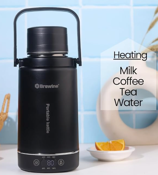 BREWINE Portable Electric Kettle 1.2 Ltr K21A (Black) | Fast Boiling Travel Kettle | Auto Shut-Off & Boil-Dry Protection | Lightweight & Compact for Home, Office & Travel