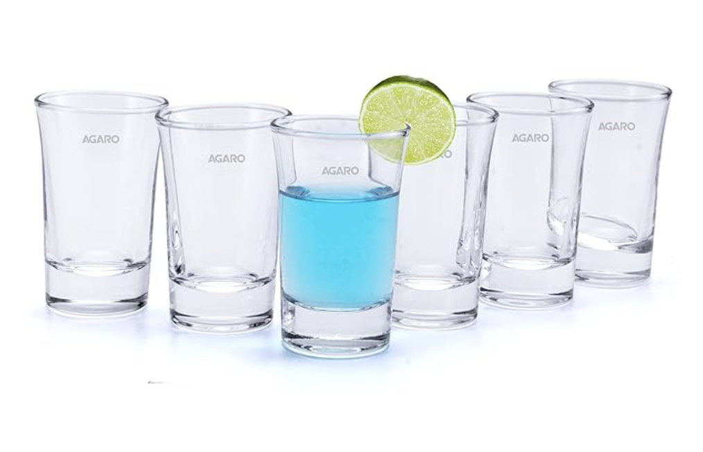 AGARO Elegant Shot Glass 45ml, Set of 6, Whisky Shot, Vodka Shot, Tequila Shot, Liquor Shot, Wine Tasting, Cocktail, Home, Bar