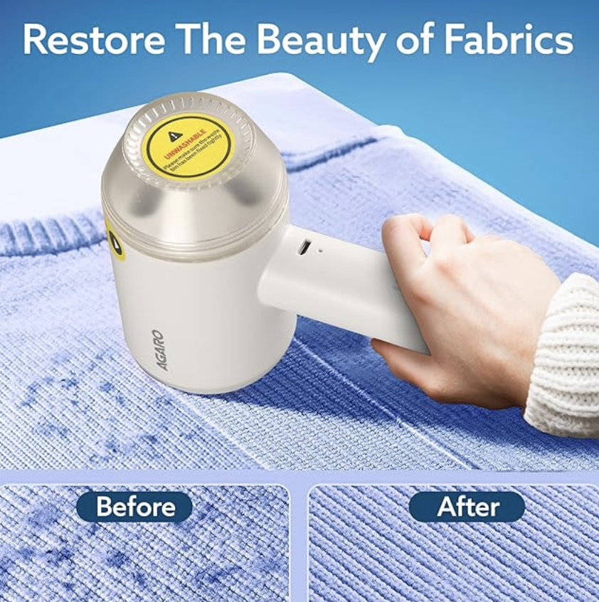 AGARO LR2001 Lint Remover, Electric Fabric Shaver, Rechargeable, Portable, Multi-Functional Fuzz Remover from Woollen Sweaters, Coat, Blankets, Jackets/Burr Remover, Pill Remover from Carpets, Curtain