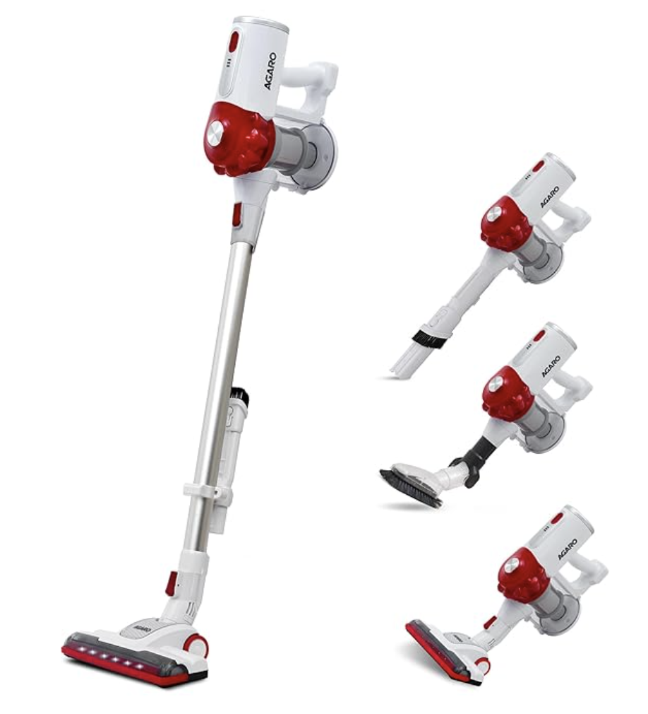 AGARO Regency Cordless Stick Vacuum Cleaner, Dry Vacuuming, 2 Suction Modes, 7 kPa Suction Power, Rechargeable Battery, Deep Clean Carpet to Hard Floor