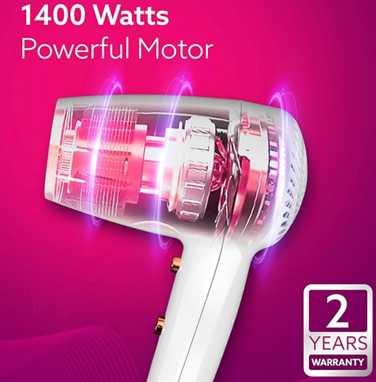 AGARO HD1417 Wall Mounted Hair Dryer 1400W, Electric Wall Mount Hair Dryer, Hotel, Bathroom, Household, Wall Hanging Dryer, White