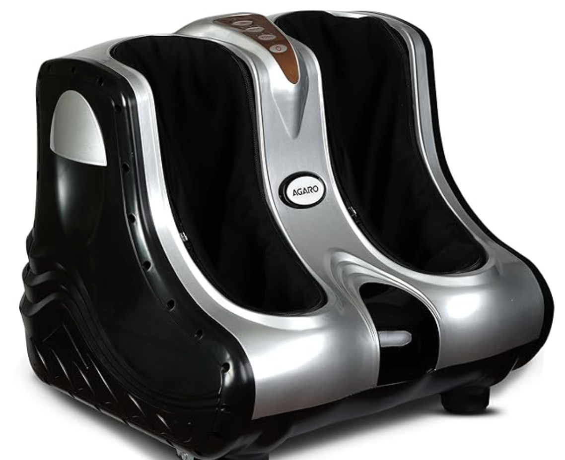 AGARO Amaze Foot & Calf Massager, Rolling & Kneading Massage, Vibration, Lukewarm Heat, Calf/Foot Massage Each with 3 Intensity Levels, Pain Relief, Muscle Relaxation & Increases Blood Circulation