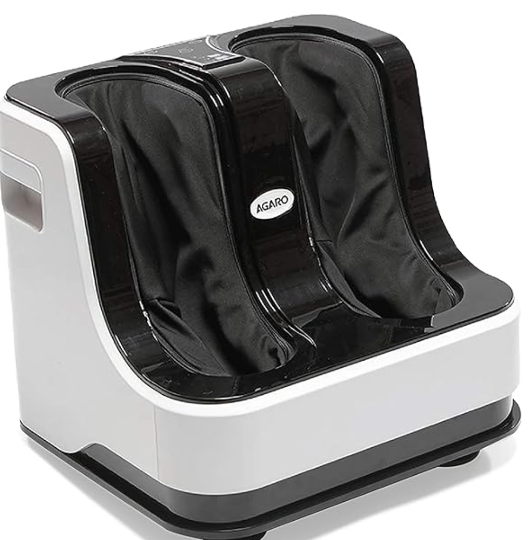 AGARO Relaxing Foot & Calf Massager Machine with Rolling & Kneading Functions for Pain Relief & Improving Blood Circulation, Suitable Home Usage (White).