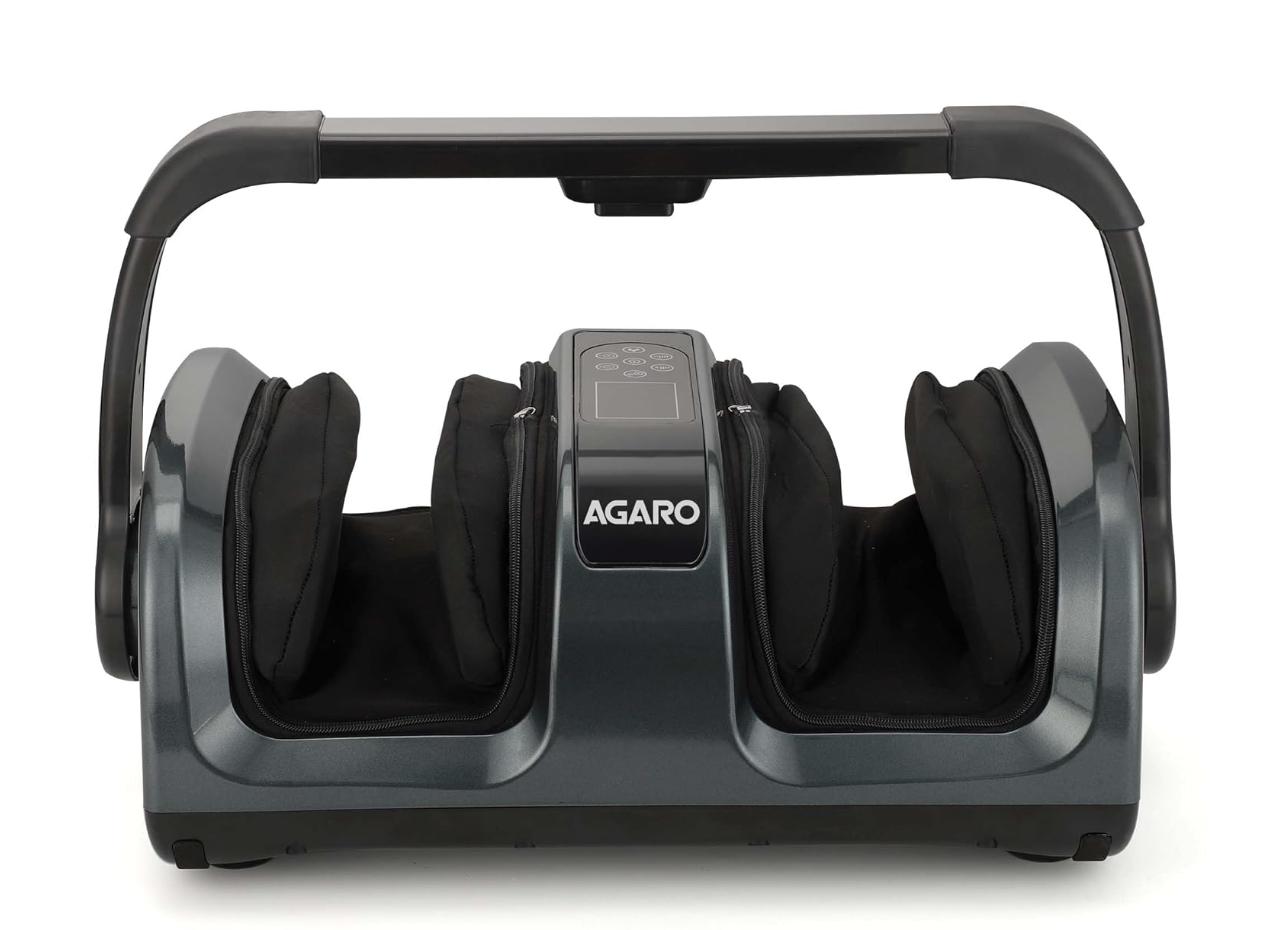 AGARO Royal Air Compression Foot Massager, Shiatsu Foot Massager, Kneading & Rolling Function, Lukewarm Heat, For Pain Relief, Muscle Relaxation & Improving Blood Circulation, Includes Remote Control.