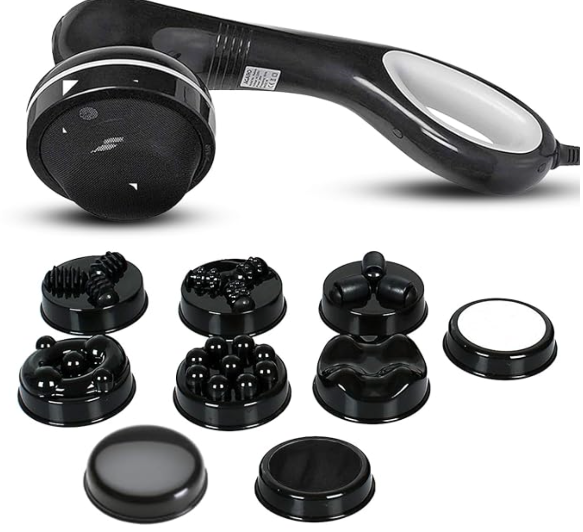 AGARO Relaxo Electric Handheld Full Body Massager with 8 Massage Heads, 5 Mode & 6 Speed Settings for Pain Relief & Relaxation (Black), Back, Leg & Foot.