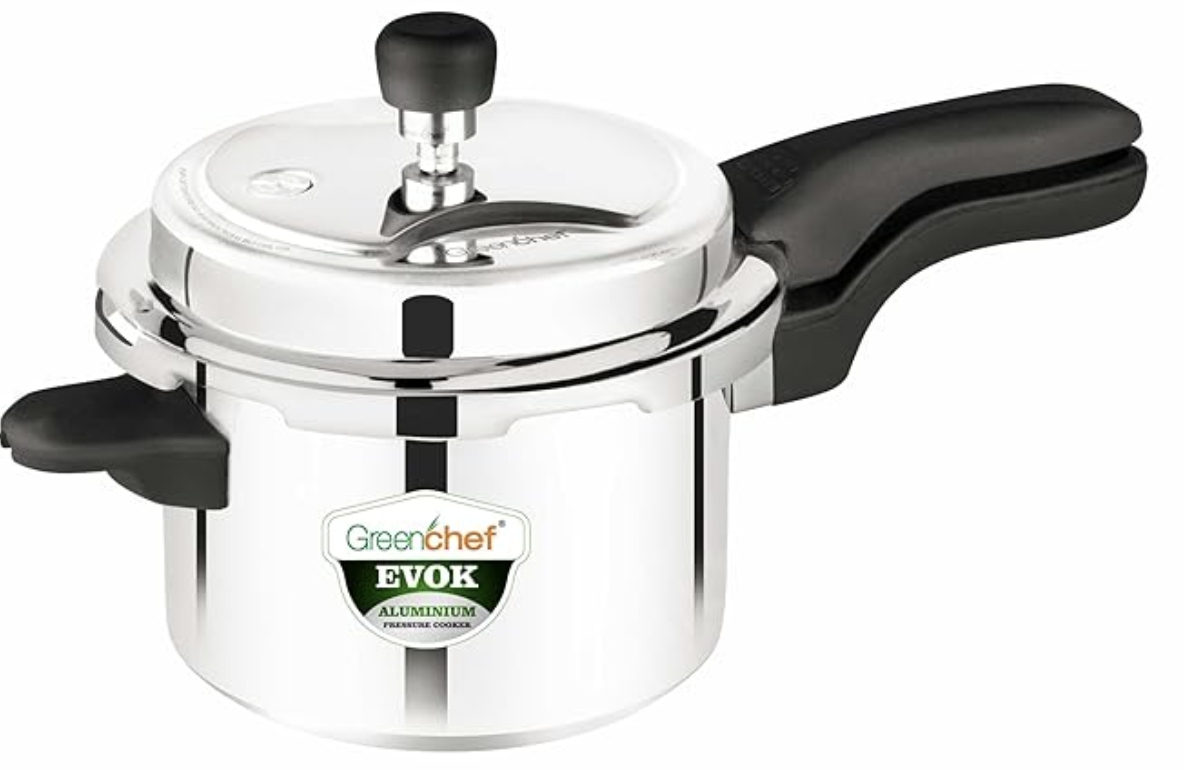கிரீன்செஃப் எவோக் ஸ்ட்ராங் அலுமினியம் 5 லிட்டர் பிரஷர் குக்கர் தூண்டல் அல்லாத அடிப்படை (அலுமினியம்)