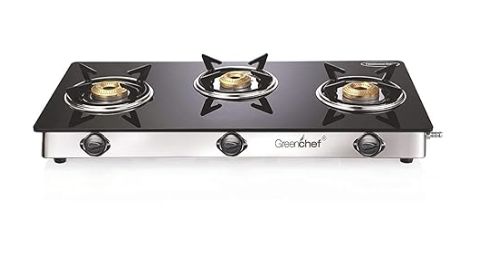 கிரீன்செஃப் நமோ கிளாஸ் டாப் மேனுவல் கேஸ் ஸ்டவ் (3 பர்னர்)