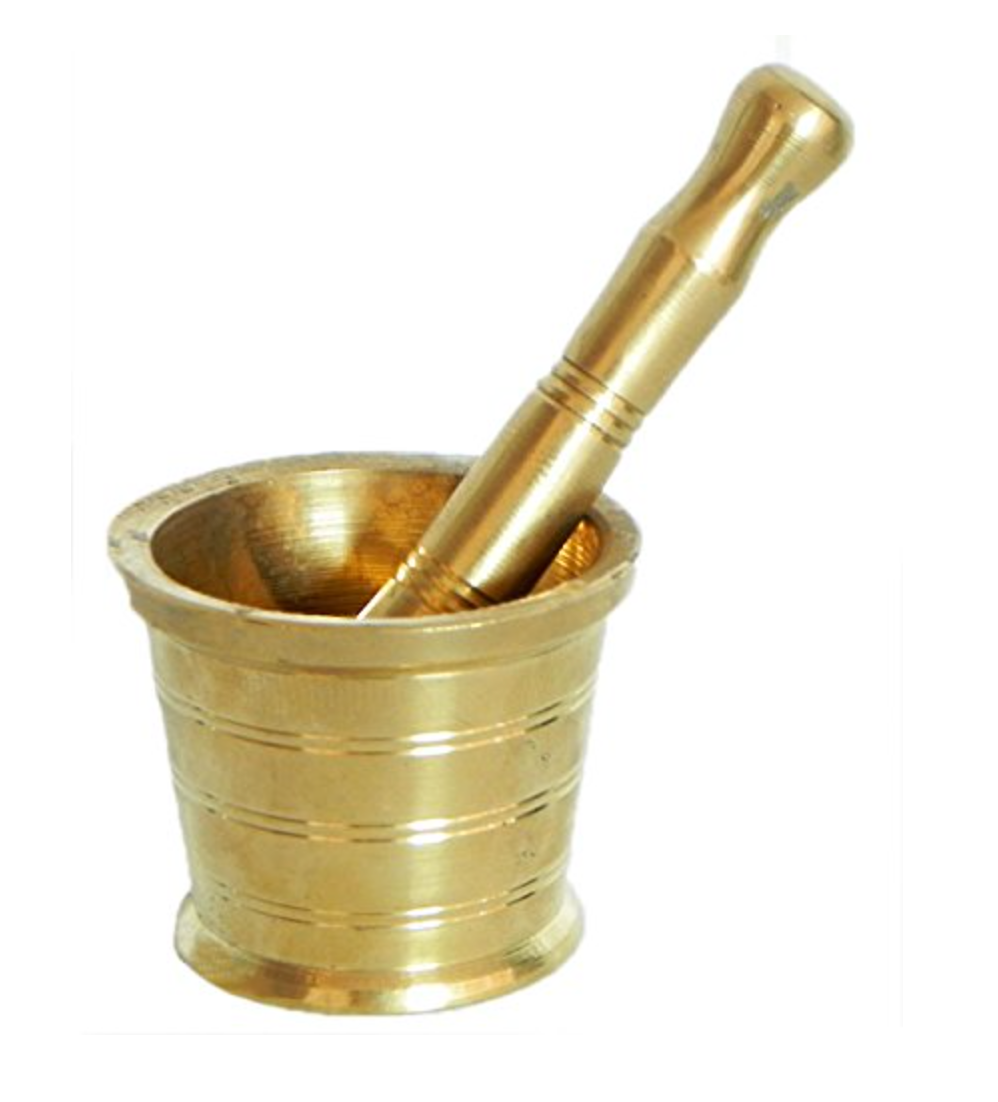 Pure Brass Mortar and Pestle – Traditional Hand Grinder for Kitchen & Ayurveda