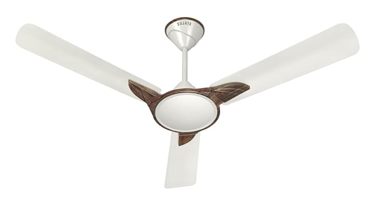 Sujata Ceiling Fan | 5-Year Warranty | Ceiling Fan for Living Room/Bedroom, 100% Copper Winding, Powerful airflow, BEE Star Rated, Decorative ceiling fan (Samba ES18 - Pearl White Rosewood)