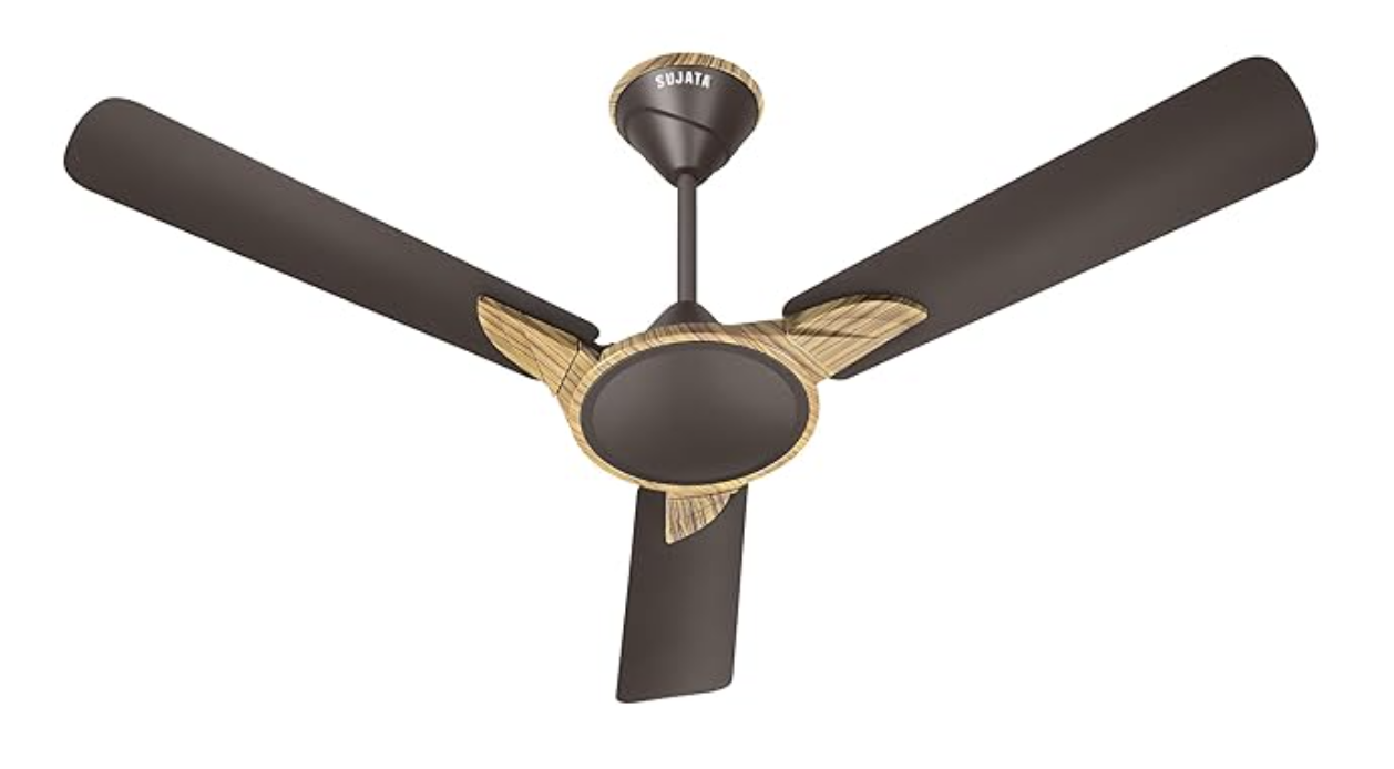 Sujata Ceiling Fan | 5-Year Warranty | Ceiling Fan for Living Room/Bedroom, 100% Copper Winding, Powerful airflow, BEE Star Rated, Decorative ceiling fan (Samba ES18 - Matt Bronze Zebrawood)