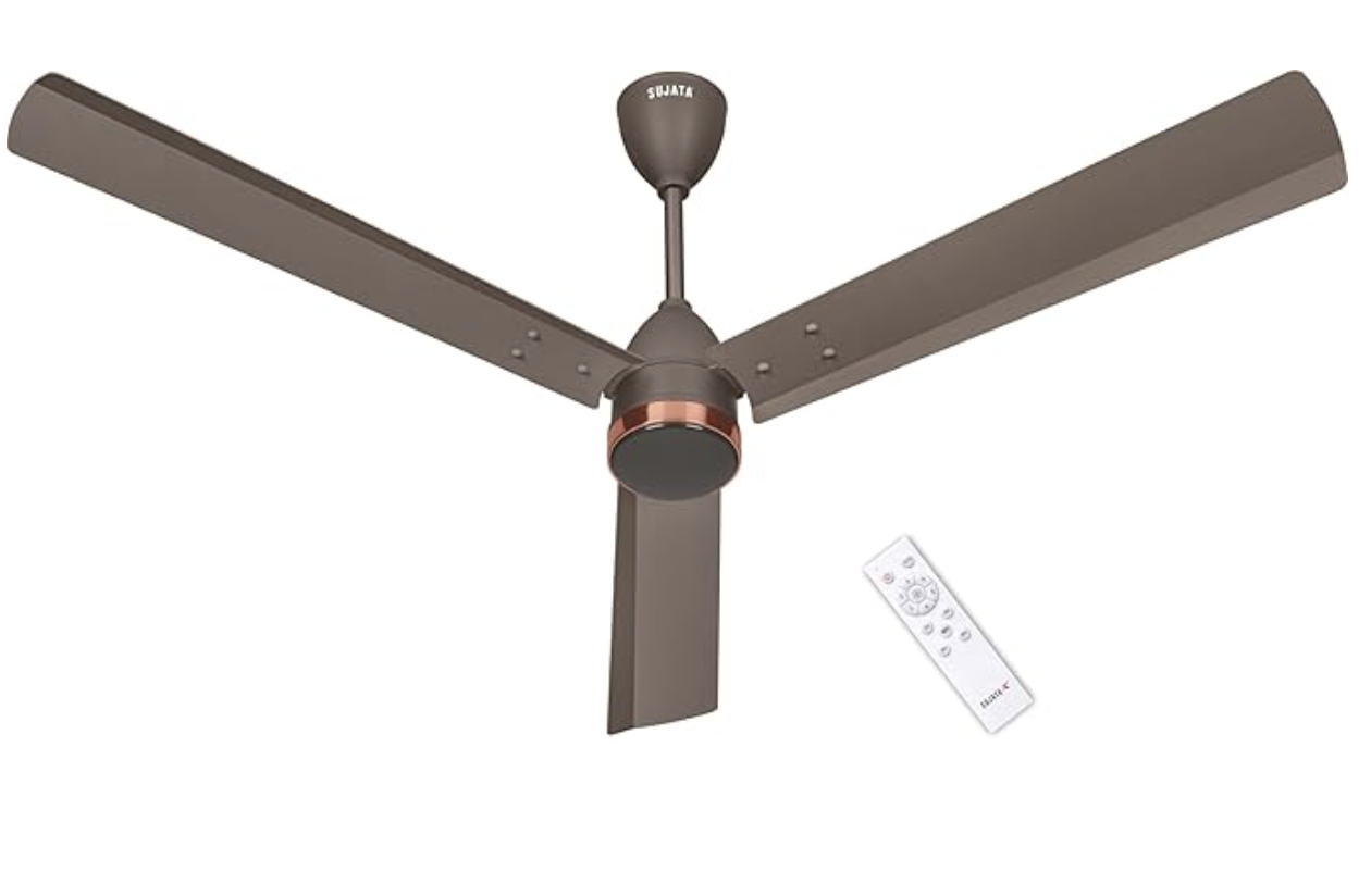 Sujata BLDC Fans Ceiling 1200mm | 3 Years Warranty | BLDC Ceiling Fan with Remote Control, 5 Star BEE Rating Energy Efficient, 100% Copper Winding, High Air Delivery (Slim Air - Smoke Brown Copper)