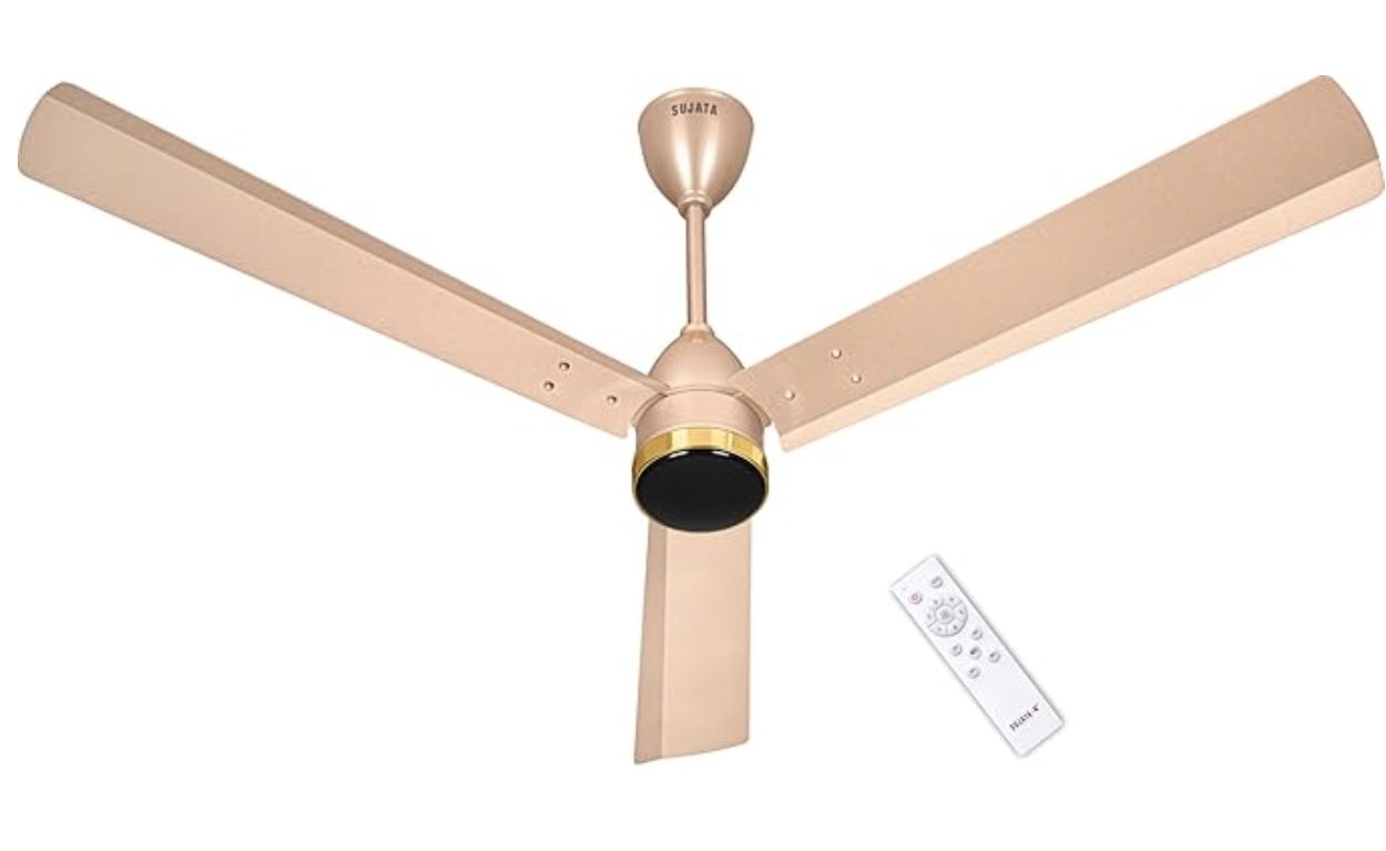 Sujata BLDC Fans Ceiling 1200mm | 3 Years Warranty | BLDC Ceiling Fan with Remote Control, 5 Star BEE Rating Energy Efficient, 100% Copper Winding, High Air Delivery (Slim Air - Topaz Gold)