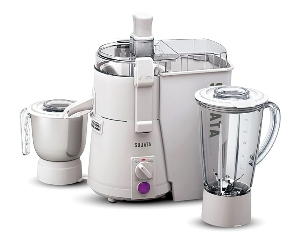 Sujata Powermatic Plus 900 Watts Juicer Mixer Grinder | 22000 Rotations Per Min | 90 Minutes Continuous Running | 2 Versatile Jars 1750 ml and 1000 ml