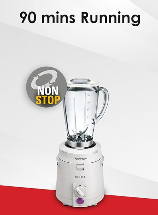 Sujata Polycarbonate Frootmix 900 Watts Smart Mixer Blender | 22000 Rotations Per Min | 90 Minutes Continuous Running | Versatile Jar 1750 Ml, White