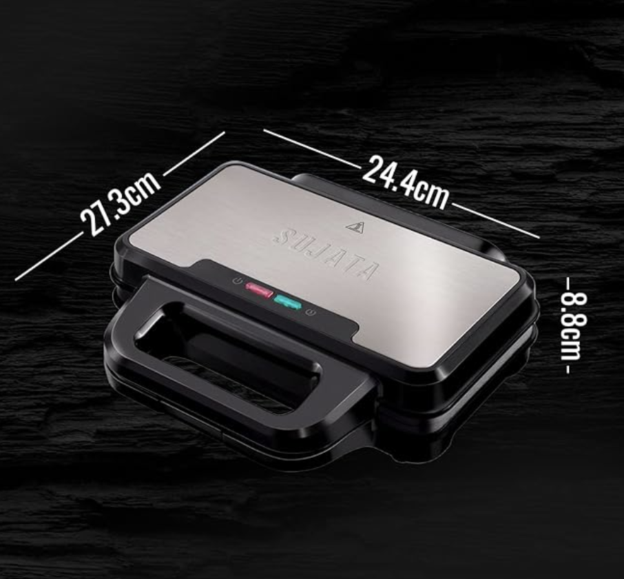 அலுமினிய கிரில் XL தகடுடன் கூடிய சுஜாதா 900 W சாண்ட்விச் மேக்கர் SW12 | டெஃப்ளான் பூச்சு | தானியங்கி வெப்பநிலை கட்டுப்பாடு