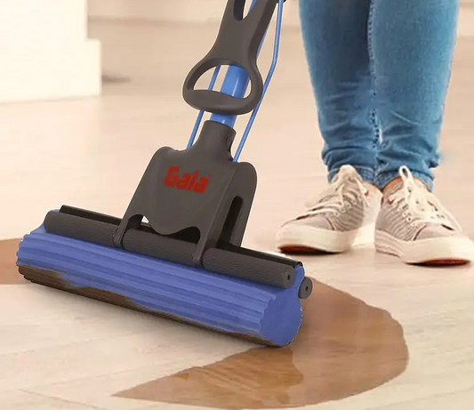 Gala PVA Sponge Mop for Floor Cleaning, Stainless Steel butterfly mop for cleaning floor, Sponge Mop stick for Bathroom Cleaning (Blue)