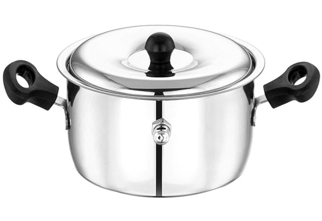 SOWBAGHYA Stainless Steel Milk Boiler (1 Litre), Silver | Milk Boiler Cooker | Milk Boiling Pot | Dishwasher Safe | Compatible for Both Gas Stove and Induction Cooktop |