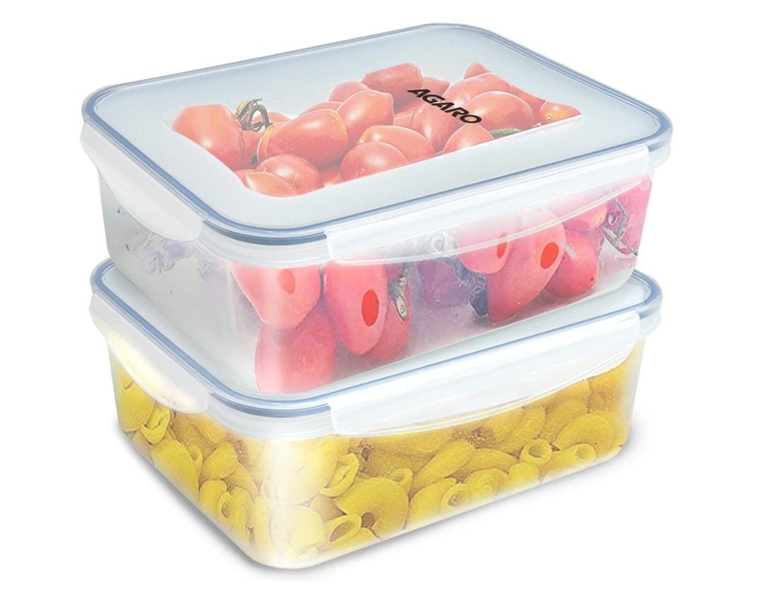 AGARO Airtight Container, Food Storage Container With Lid, Multipurpose Kitchen Container, Rectangular Plastic Body, BPA Free, 2.6L, Pack of 2
