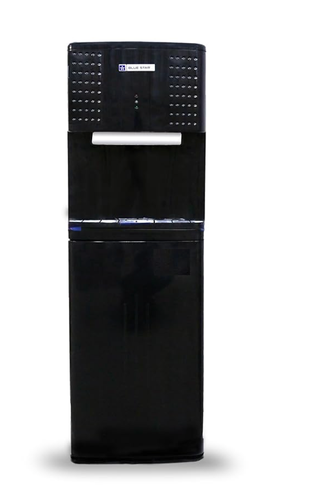 ब्लू स्टार BL1HPCGA बॉटम लोडिंग वाटर डिस्पेंसर | 3 नल, गर्म, ठंडा और सामान्य तापमान का पानी, एलईडी डिस्प्ले, चाइल्ड लॉक (काला)