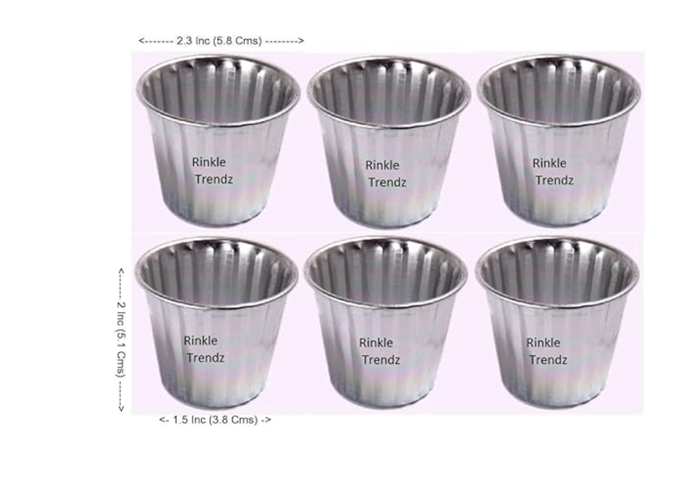 Aluminium - Mini Cake Moulds/Pudding/Jelly Cup Mould - Set of 6 Mini Glass - Beeded