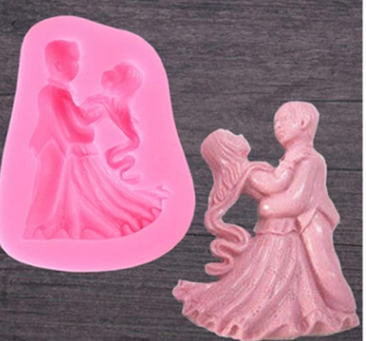 HomeBakers Mart Silicone Dancing Couple Fondant Chocolate Mould Cake Decoration Tools, Random Color