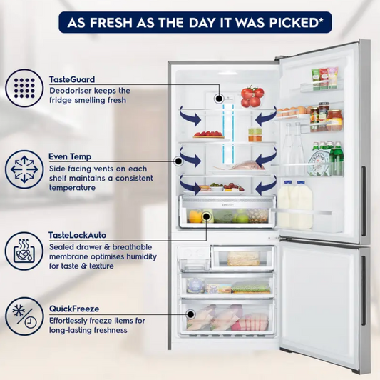 Electrolux UltimateTaste 500 425 Litres 1 Star Frost Free Double Door Bottom Mount Refrigerator with Door Alarm (EBE4502C-S, Stainless Steel)