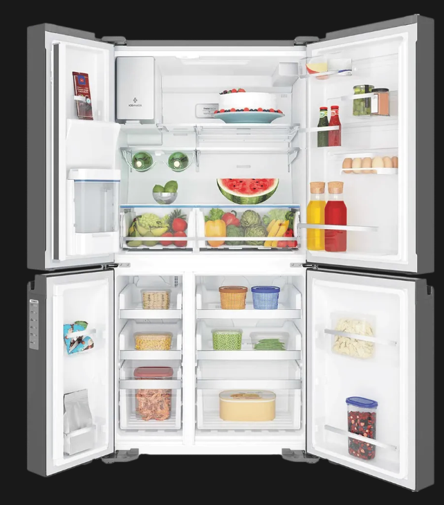 எலக்ட்ரோலக்ஸ் அல்டிமேட் டேஸ்ட் 900 680 லிட்டர் ஃப்ரோஸ்ட் இல்லாத பிரஞ்சு கதவு குளிர்சாதன பெட்டி, வாட்டர் டிஸ்பென்சர் (EQE6879A-B NIN, பளபளப்பான அடர் சாம்பல்)