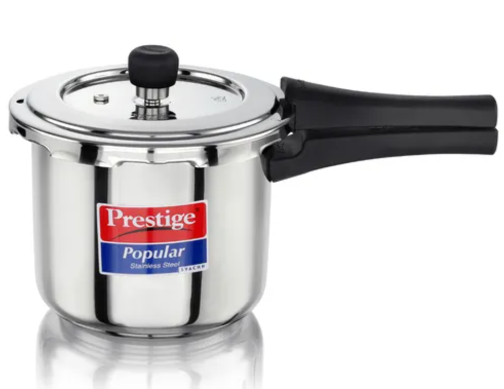 Prestige Svachh Popular Spillage Control Stainless Steel Pressure Cooker, (Silver) | Gas and Induction Compatible | 1.5L, 3L, 5L