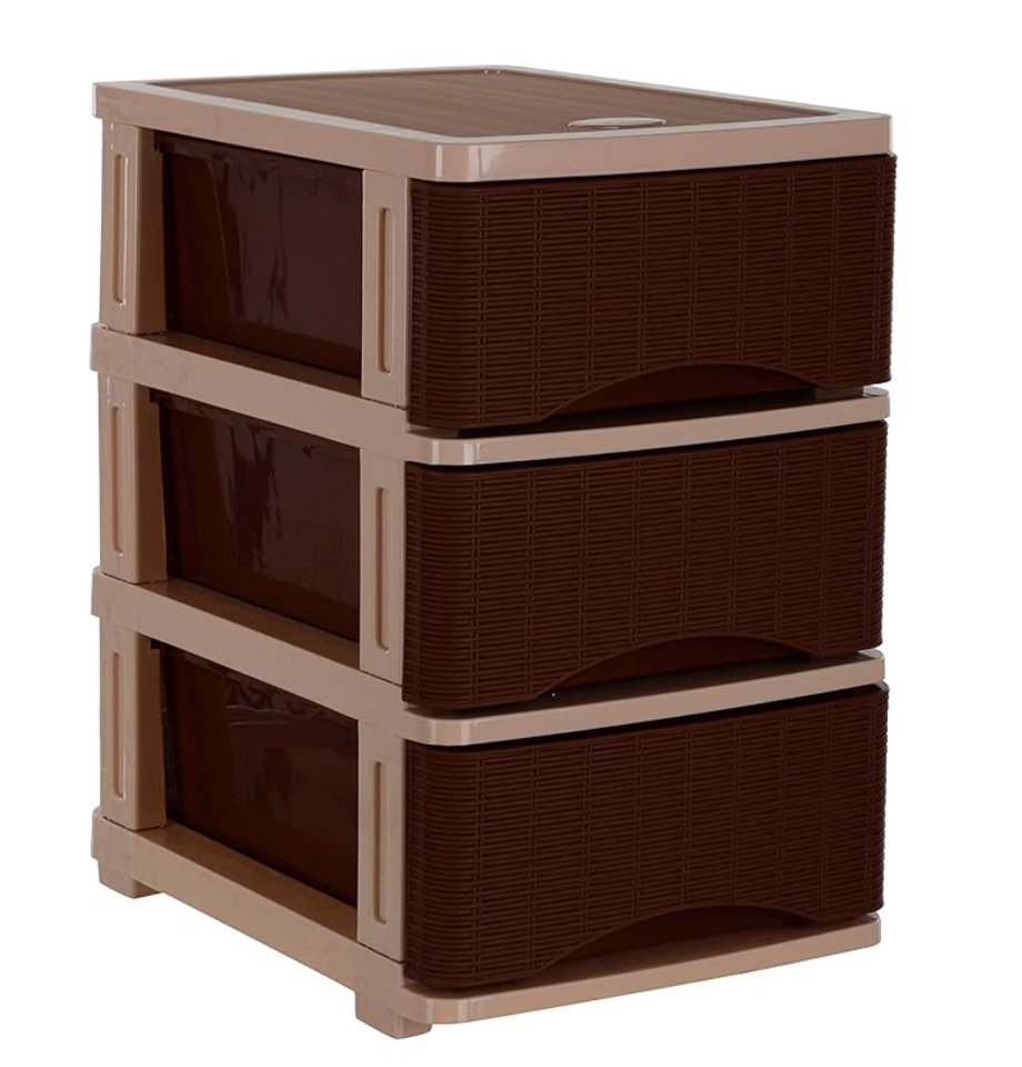 Nayasa Cane Tuckins No. 23 Plastic Drawer (Brown, 24 cm x 12 cm x 36 cm, AR65)