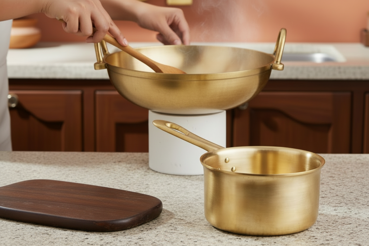 कांस्य/कान्सा कॉम्बो (कड़ाई + दूध सॉस पैन)