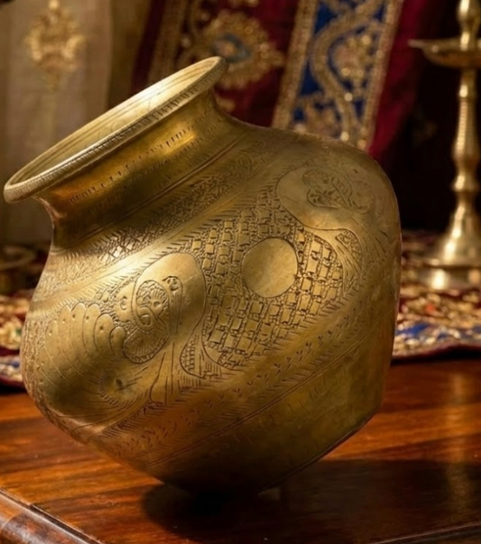 vintage brass old carving lota