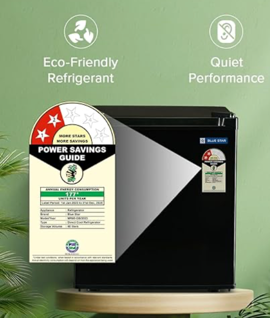 Blue Star Bluestar 45 Ltr, 2 Star, Mini Refrigerator with Freezer, Direct Cool,Black