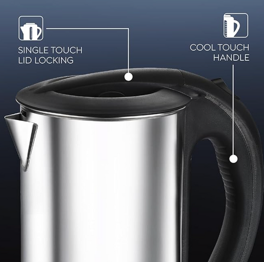 Prestige PKSS 1.5 Stainless Steel Electric Kettle 1.5 L, (Silver & Black)