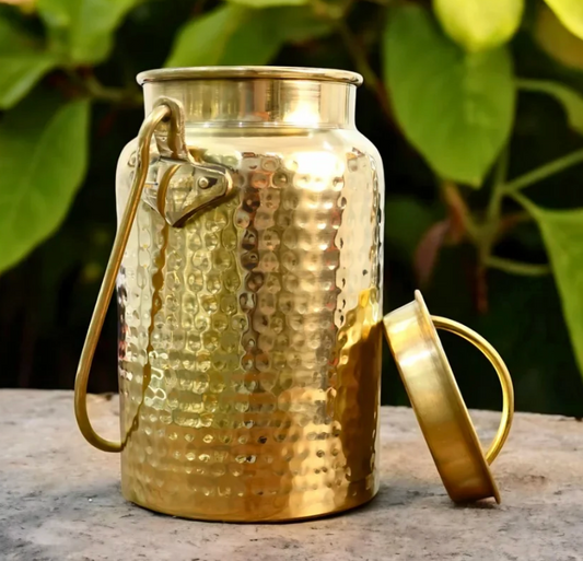 Handcrafted Brass Oil Can with Handle – Traditional Thooku Ennai Kudam for Pooja & Kitchen Use