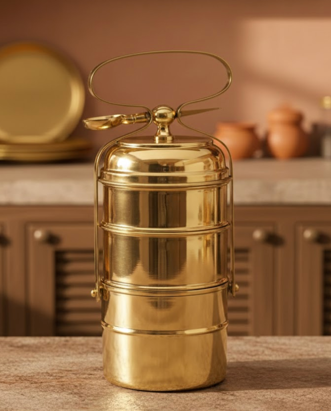 Pure brass Lunch Box / Tiffin with 3 Tier