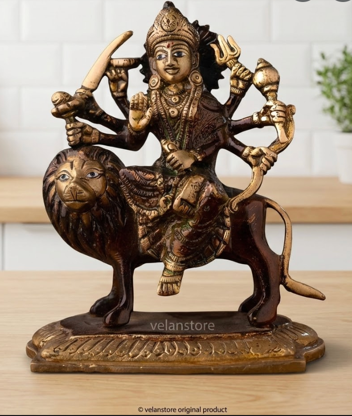 Durga Ma Goddess Brass Idol Statue Figurine Figure for Home Temple Workplace
