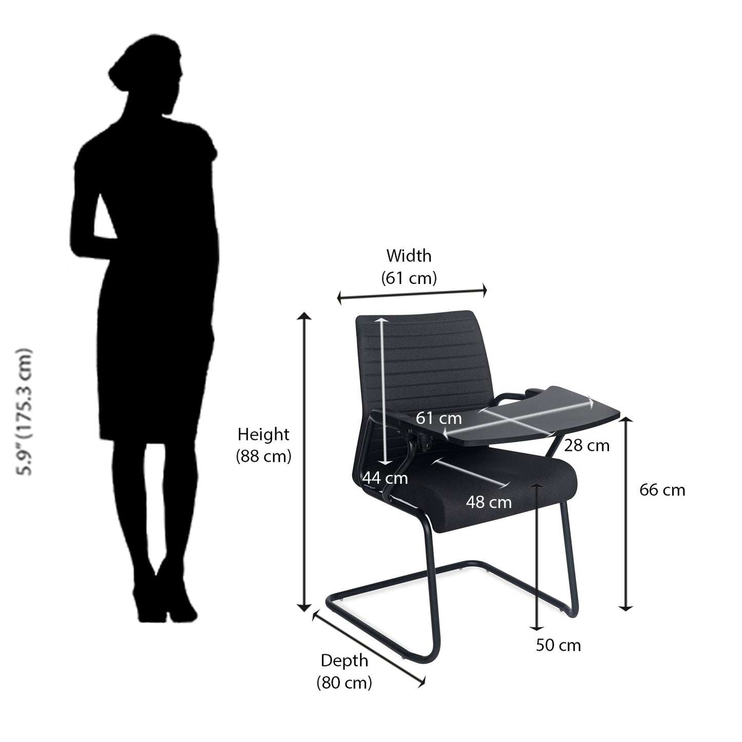 Nilkamal Thames Training Fabric Chair (Black)