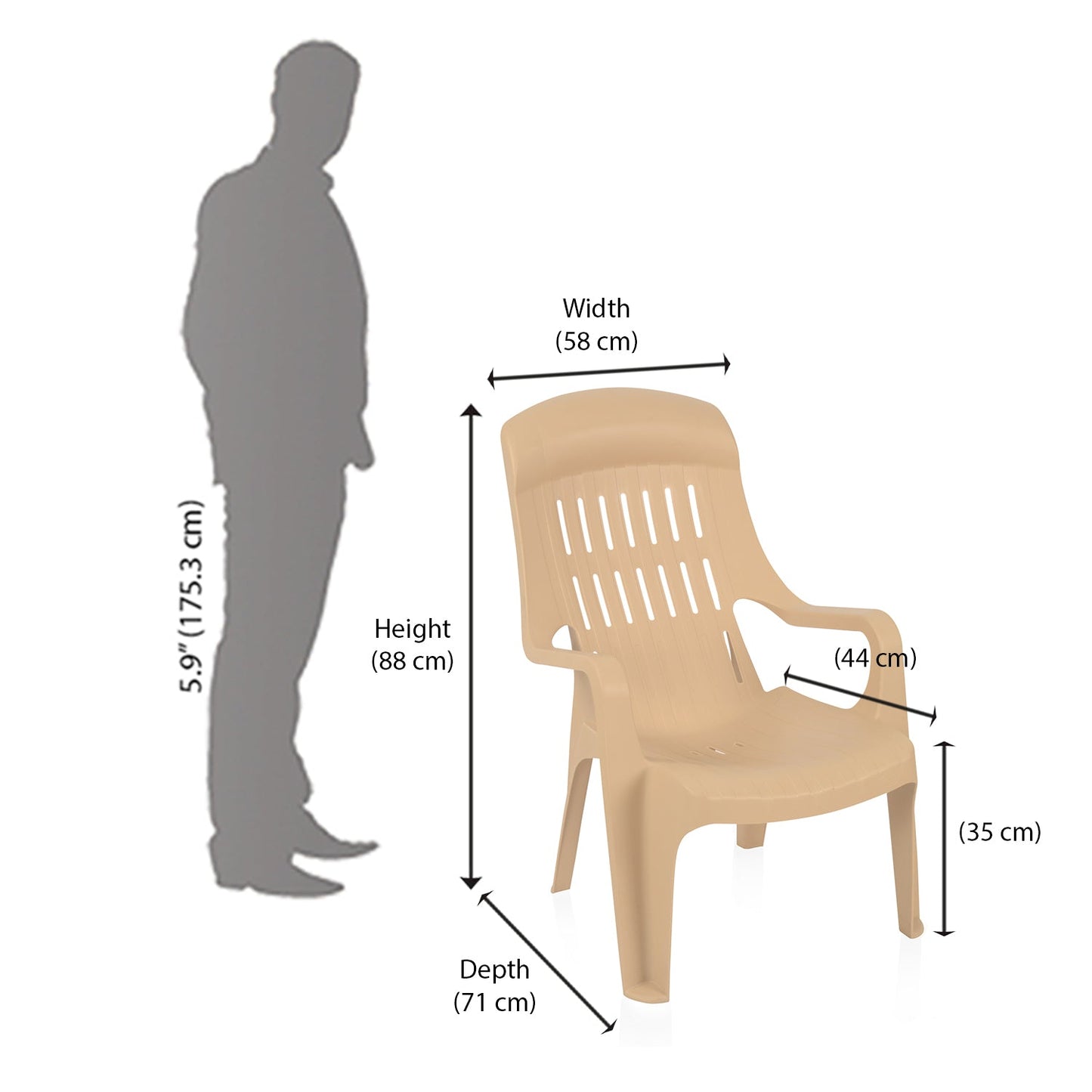 Nilkamal Weekender Plastic Arm Chair (Biscuit)