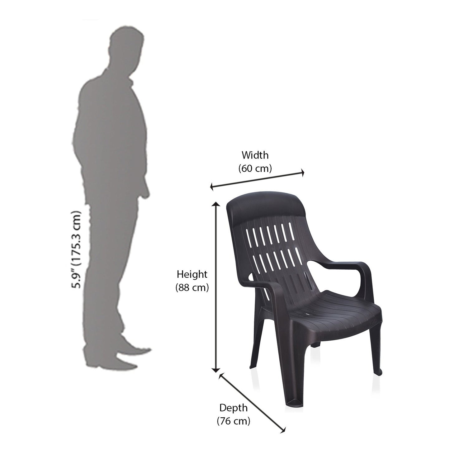 Nilkamal Weekender Plastic Arm Chair (Weathered Brown)