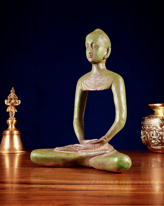 Abstract Brass Fasting Buddha 10"