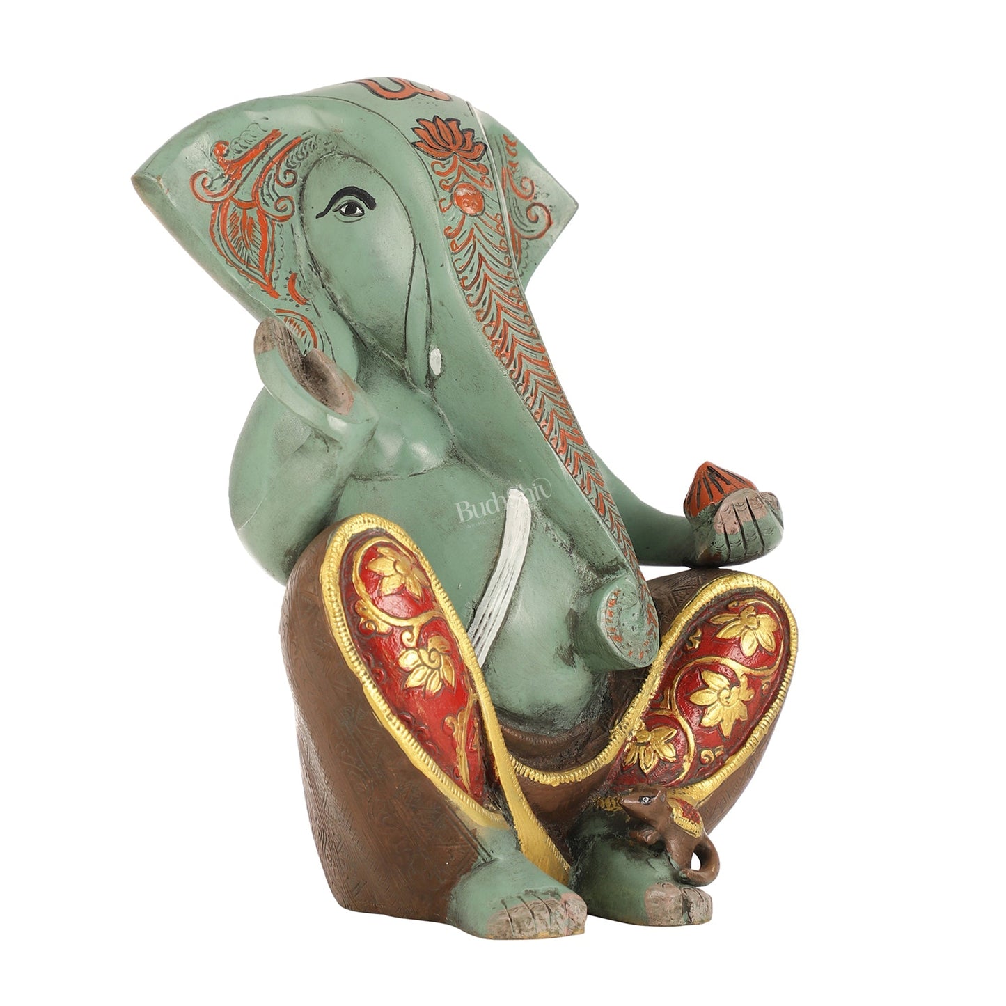 Abstract Modern Brass Ganesha Statue Accent - 11 Inch