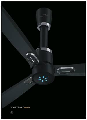 V-Guard AIRWIZ PRIME PREMIUM HIGH SPEED (48") 370 RPM with 3 Year Warranty BLDC Motor with Remote 1200 mm Ceiling Fan (5 Star | STARRY BLACK MATTE | Pack of 1)