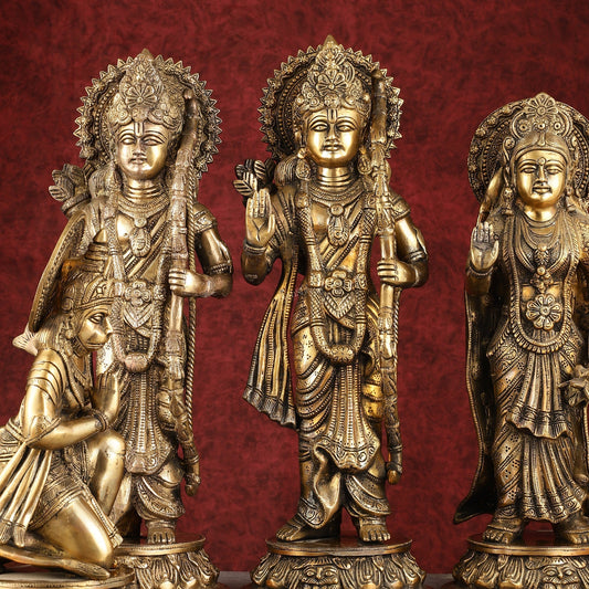Antique Brass Ram Darbar Idols Set 16" - Finely Crafted