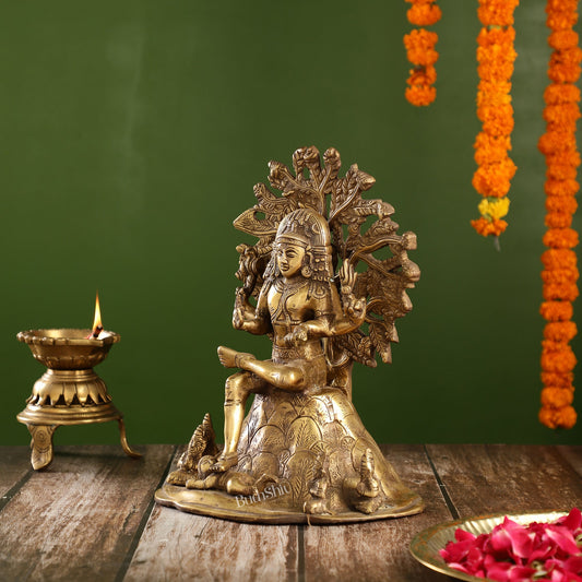 Antique Brass Dakshinamurthy Statue | 12" Vintage
