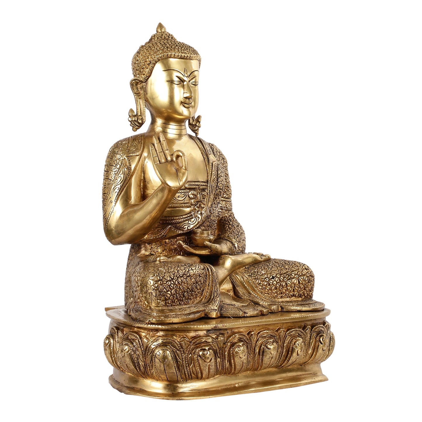 Antique Finish Brass Buddha Idol - 15"